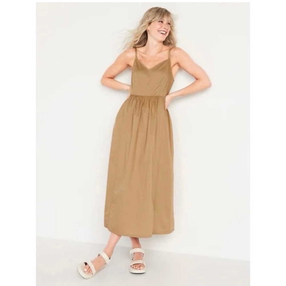 NWT Old Navy Cotton-Poplin Cami Maxi Swing Dress Size S